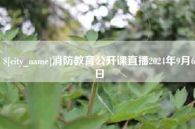 双峰消防教育公开课直播2024年9月6日